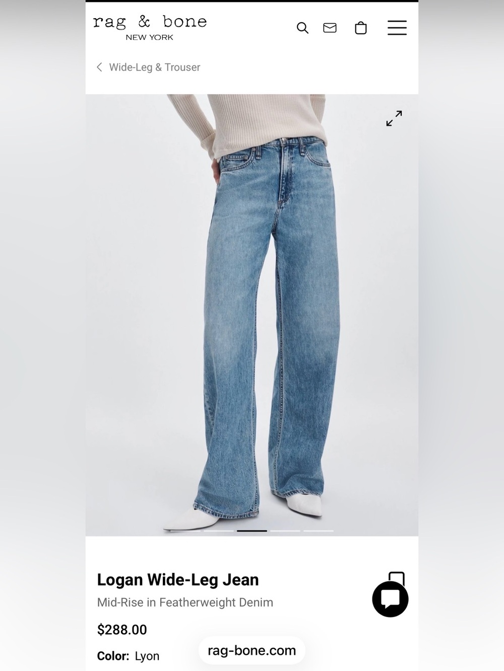rag & bone Logan wide leg pants